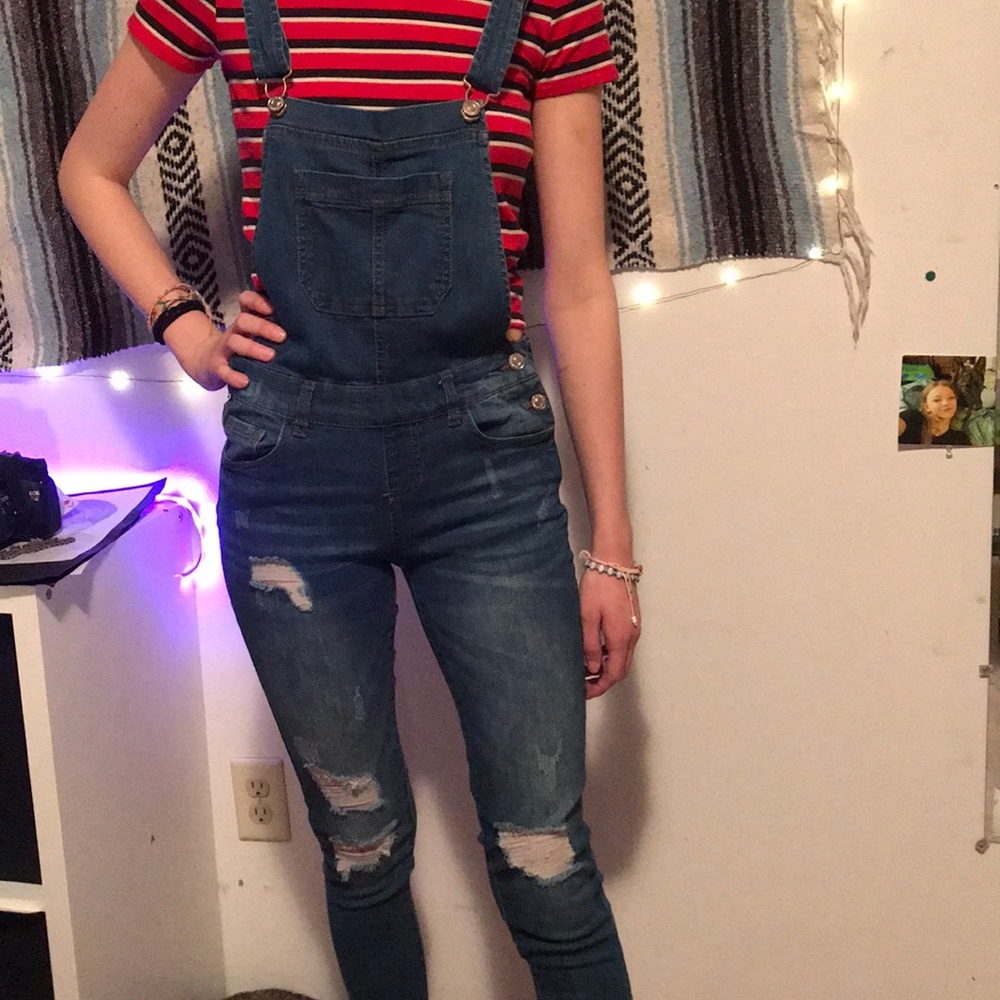 skinny jean overalls